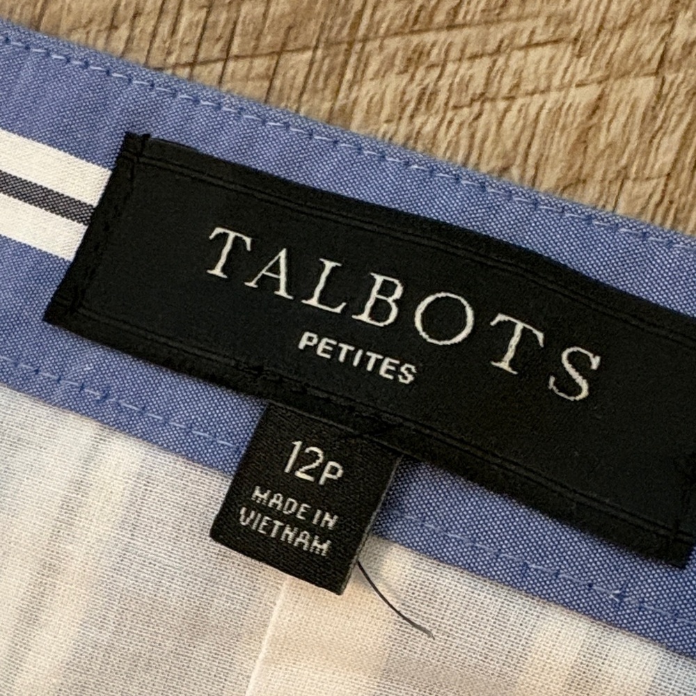 Talbots Blue and White Striped Ruffle Wrap Skirt - Picture 2 of 5
